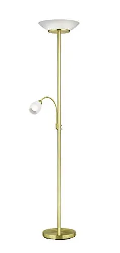 lightling Deckenfluter Stehleuchte Klaus mit LED Leselampe - Standleuchten & Deckenfluter, zeitloses Design in messing matt Metall mit flexiblem Lesearm für individuelles Licht, ideal für Wohnzimmer und Leseecken.