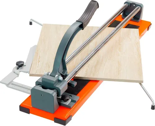 Manueller Fliesenschneider, Schnittstaerke bis zu 12mm & Schnittlaenge bis 61cm, Fliesenschneidmaschine mit Drehwinkel 0° – 60°, Stützfuss & Winkelanschlag & Parallelanschlag
