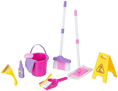 Playtastic Kinder Putzset: Spielzeug-Putz-Set für Kinder, 10-teilig (Spielzeug-Putzsätze, Spielzeug-Saubermachsätze, Spielsachen)