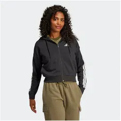 adidas Damen Essentials 3-Stripes Hoodie - Sweatjacke aus 55% Baumwolle, regulär geschnitten mit durchgehendem Reißverschluss und Kapuze, ideal für sportliche Aktivitäten und Freizeit, besteht zu 70% aus recycelten Materialien.