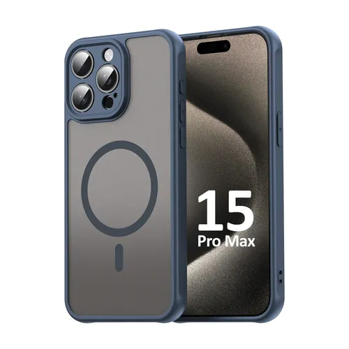 Magsafe Handyhülle für Apple iPhone 15 Pro Max Matt Case Schutzhülle Blau