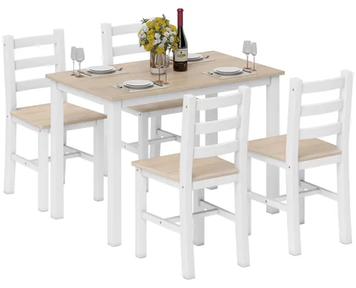 HOMCOM Esstisch mit 4 Stühlen – Platzsparendes Set für 4 Personen