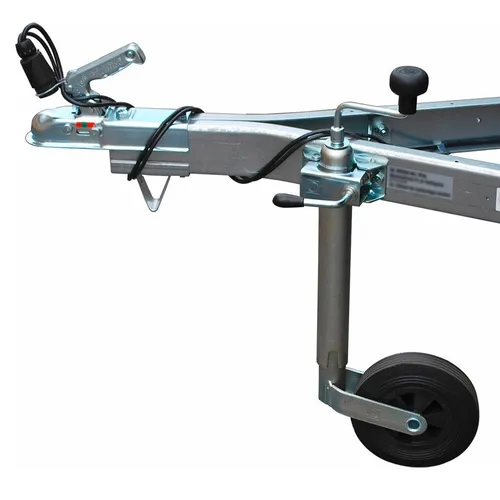 Stützrad Vollgummi-Reifen bis 150kg mit Klemmschelle - Stützrad für Anhänger mit robustem Vollgummi-Reifen, max. Tragfähigkeit 150kg, inklusive Klemmschelle für einfachen Einbau.