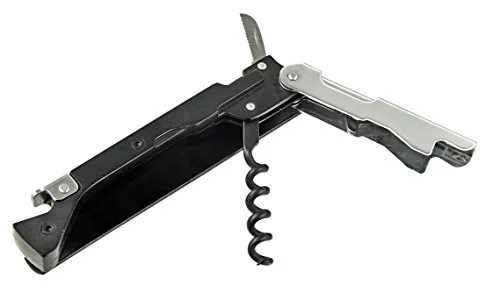 FMprofessional Kellnerkorkenzieher mit Abstreif (Farbe: Schwarz/Glänzend), Menge: 1 Stück