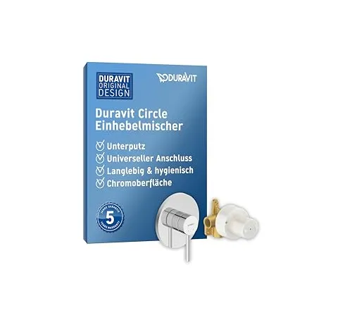 Duravit Circle Duscharmatur Set - Einhebel-Brausemischer mit Chrom-Oberfläche - Duscharmatur für 1 Verbraucher mit hygienischer Keramikkartusche, pflegeleichter Chromoberfläche und unsichtbarer Unterputz-Technik, ideal für modernes Badezimmerdesign.