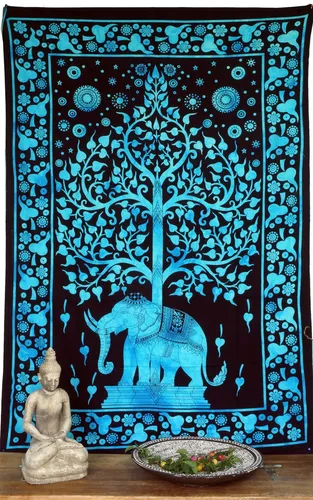 Boho Style Wandbehang, indische Tagesdecke / BettÃ¼berwurf - Tree of Life Ele