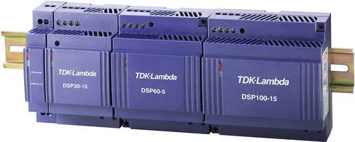 TDK-Lambda DSP30-15 Hutschienen-Netzteil - Hutschienen-Netzteil mit nur 56 mm Einbautiefe, ideal für Elektroverteilungen. Robustes Gehäuse, Weitbereichseingang von 85-265 V/AC und volle Leistung bis 61 °C.