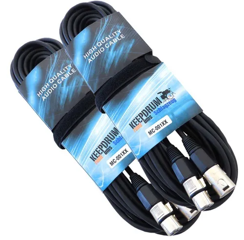 keepdrum MC-001XX 15m Mikrofonkabel XLR - 2 Stück - HiFi-Kabel für Bühnenmusiker, rausch- und knackfrei, extrem langlebig und leicht zu wickeln. Ideal für Live-Performances, mit 2 Kabelbindern für einfache Handhabung.