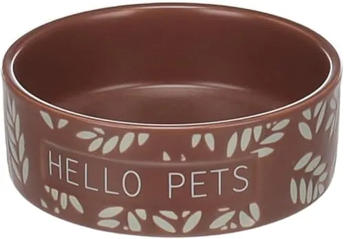 Flamingo Fress- und Trinknapf Hamster Leafs Rund Braun – 100ml, Glasierte Keramik, Stark, Langlebig und Designvoll