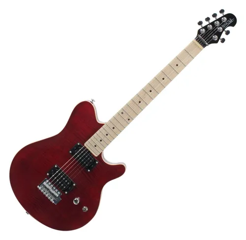 Rocktile Pro MM150-TR E-Gitarre Transparent Red - E-Gitarre mit 2 Humbuckern und Lindenholz Korpus, ideal für vielseitige Musikstile und inklusive Zubehör für sofortigen Spielspaß.