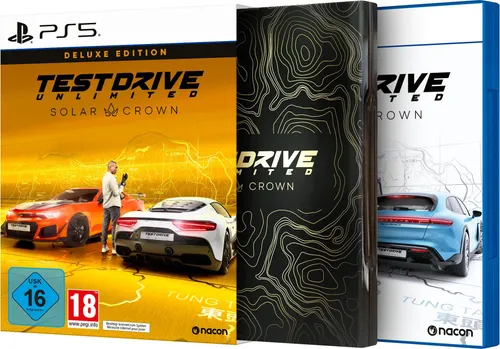 Test Drive Unlimited Solar Crown - Limited Deluxe Steelcase Edition (PS5) - Spiele für PlayStation 5, entdecke die detailgetreue Nachbildung von Hongkong Island und sammle über 30 ikonische Autos wie Ferrari und Lamborghini.