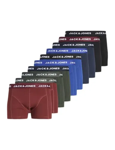 JACK & JONES Jacsolid Trunks 10er Pack - Hochwertige Boxershorts für Erwachsene mit elastischem Taillenbund, ideal für den täglichen Komfort und Stil.