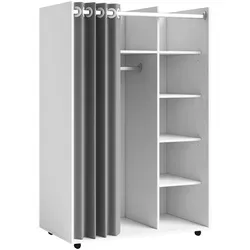 Mid.you Offener Kleiderschrank in Grau und Weiß - Kleiderschränke mit 5 Fächern und höhenverstellbaren Einlegeböden, mobil durch 4 Rollen und waschbarem Vorhang für ein ordentliches Gesamtbild.