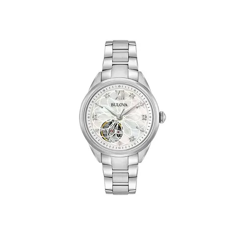 Bulova Diamond 96P181 Automatikuhr - Elegante Armbanduhr mit 34 mm Gehäusedurchmesser, hochwertigem Edelstahl und präzisem Automatik-Uhrwerk für stilvolle Frauen. Wasserdicht bis 3 bar und optimaler Tragekomfort.
