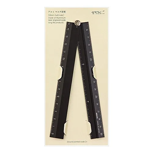 Midori Multi Aluminium-Lineal, 30 cm, Schwarz (42254006) in schwarz von Midori