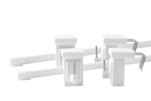 Deco-Raum Vitragenstange mit drehbaren Klemmträgern, Ø 10 mm, 1-läufig, ausziehbar, geklemmt, kein Bohren, Metall-Kunststoff, Komplett-Set