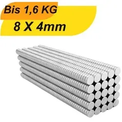 Stück Neodym Magnet 8mm x 4mm Supermagnete hohe Haftkraft Scheibenmagnet 50