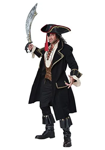California Costumes Herren Deluxe Piratenkapitän Kostüm - Hochwertiges Piratenkostüm für Erwachsene in Größe Large, ideal für Karneval und Themenpartys. Mit detailreicher Jacke, Weste und stilvollen Stiefeln für einen beeindruckenden Auftritt.