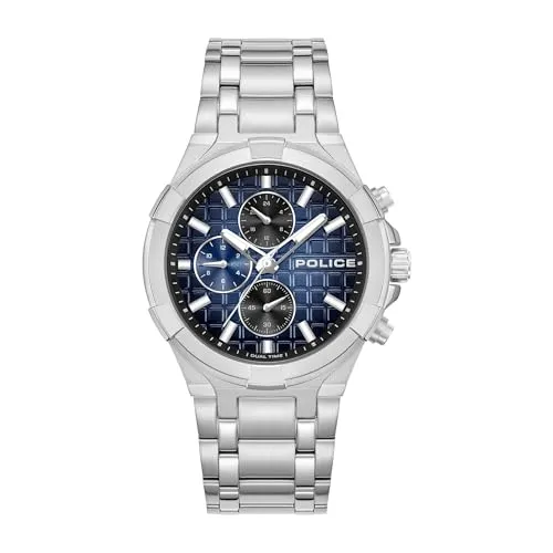 POLICE Herrenuhr Quarzuhr silber / blau onesize Herren 42 mm PEWGK0082003, PEWGK0082004, PEWGK0082005