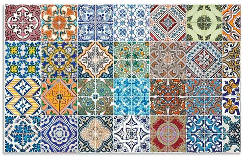 ARTland Spritzschutz Küchenrückwand 80x50 cm – Abstraktes Fliesenmuster - Keramikfliesen für Küche & Herd, UV-beständig und abwaschbar – ideal für eine stilvolle Wandgestaltung ohne Durchscheinen von Fliesen und Fugen.