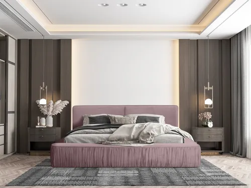 Polsterbett LEXIE 160x200cm in Rosa
