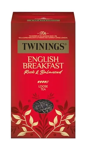 Twinings ENGLISH BREAKFAST Schwarzer Tee lose in der Tee-Dose - kräftiger Schwarztee aus hochwertigen Teeblättern, gepflückt in Sri Lankas & Indiens besten Teegärten (200g)