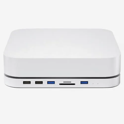 iMounts Mac Mini USB-C Docking Station - 8TB Speichererweiterung - Dockingstation für Mac Mini mit Plug & Play, erweitert die Konnektivität und ermöglicht bis zu 8 TB zusätzlichen Speicherplatz in elegantem Aluminium-Design.