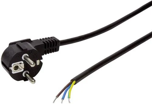 LogiLink Strom Anschlusskabel [1x Schutzkontakt-Winkelstecker - 1x offene Kabelenden] 1.50m Schwarz