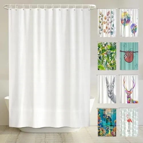 arteneur® - Premium Duschvorhang 180x200 – Antischimmel Duschvorhang Weiß mit Struktur-Stoff, Blickdicht, Wasserdicht, Waschbar & inkl. E-Book & Ringe (Schnee Weiß)