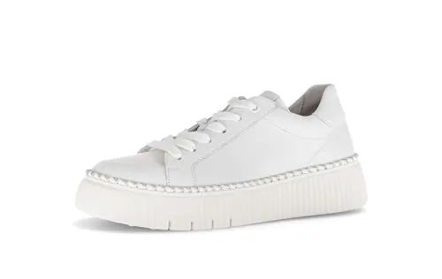 Gabor Fashion Damen-Schnürhalbschuh Weiß-Silber - Sneaker aus hochwertigem Leder mit Gabor BestFitting für optimalen Gehkomfort und flexibles Wechselfußbett. Ideal für den Alltag und vielseitig kombinierbar.