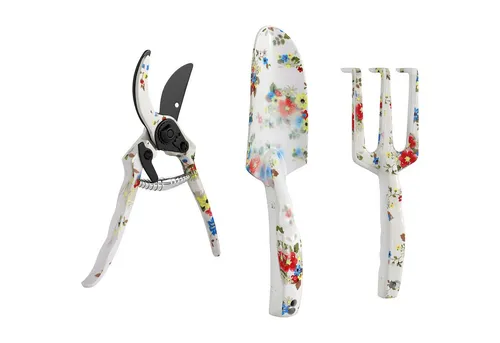 Outsunny Gartenpflege-Set 7 Stück, aus Metall, mit Blumenkelle, Handrechen, Gartenschere, Gartengeschenke für Frauen und Männer Mehrfarbig