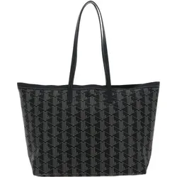 LACOSTE Schultertasche Shopper Mono Noir Beige - Elegante Handtasche im Logo-Design, geräumiges Hauptfach für DIN A4 und praktische Utensilientasche für schnellen Zugriff auf kleine Dinge.