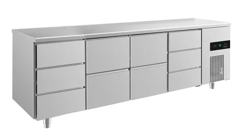 Gastro Kühltisch 10 Schubladen Umluftkühlung 2330x700x850mm -2/+8°C NEU