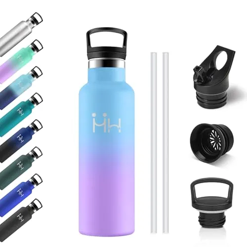 Trinkflasche Kinder 500ml, Auslaufsicher Thermosflasche mit Strohhalm, Sport Trinkflasche Kohlensäure Geeignet, BPA-frei, Isolierflasche Doppelwandig, Wasserflasche für Schule, Reisen, Camping