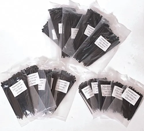 Kabelbinder Sortiment schwarz sortiert je 500 x 2,5/3,5/4,5 mm Set UV 1500 x