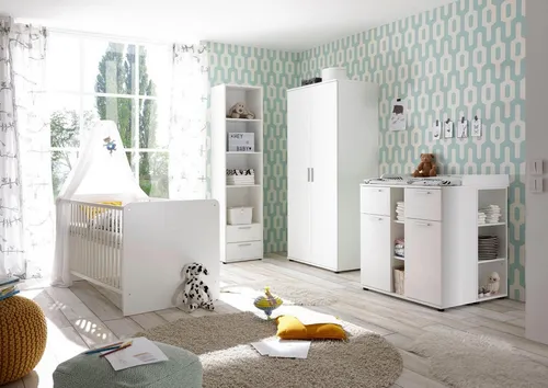 Begabino Babyzimmer-Komplettset Bibo, 3-tlg. mit Bett, Wickelkommode & Schrank