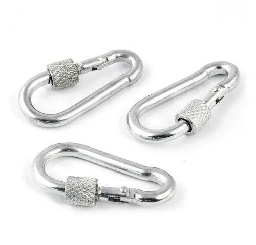 DQ-PP Karabiner DQ-PP 5x KARABINERHAKEN MIT SICHERUNG 5-12mm, galvanisch verzinkt, Seilzubehör, Zubehör, Seil, Drahtseil, Zubehörteile