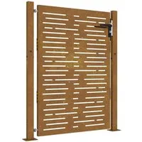 vidaXL Gartentor mit quadratischem Design, abschließbar - Dekorative Zäune – Robustes Gartentor aus wetterfestem Cortenstahl mit einzigartigem lasergeschnittenem Design, ideal für Sicherheit und Stil im Garten.