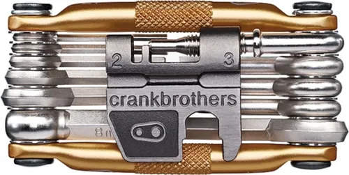 Crankbrothers Multifunktionswerkzeug 17 - Gold - Multitools: Praktisches 17-in-1 Werkzeug aus robustem Hi-Ten Stahl, ideal für Radfahrer. Kompakt und leicht mit nur 170 g – perfekt für unterwegs!
