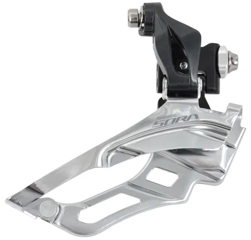 Shimano Sora FD-R3030 Umwerfer Anlöt 3x9 Down-Pull - Präziser Antrieb für Rennradfahrer, ermöglicht reibungsloses Schalten mit 3x9 Gängen, ideal für ambitionierte Radfahrer.