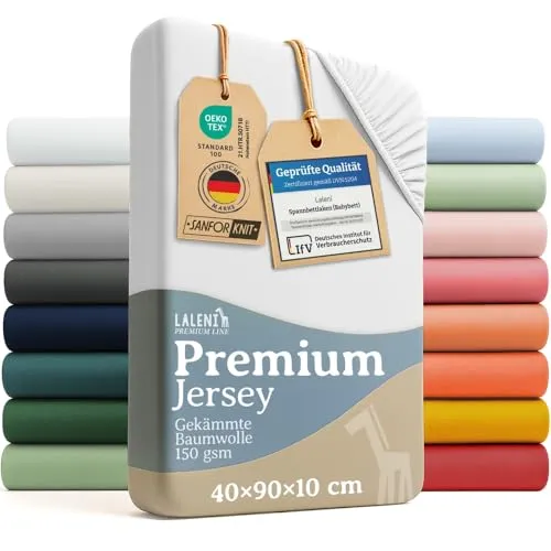 Laleni Premium Spannbettlaken 40x90 cm | Oeko-TEX zertifiziert | 100% Baumwolle | Weiß