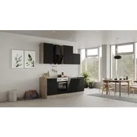Flex Well Küchenzeile Capri 220 cm schwarz matt - Moderne Küchenzeile mit Geräten, inklusive Einbauherd, Glaskeramikkochfeld und Geschirrspüler. Flexibel und funktional für jedes Kochparadies.