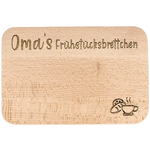 Spruchreif | Frühstücksbrettchen mit Gravur „Oma´s Frühstücksbrettchen“ – Geschenk für Großeltern & Oma | Brotzeitbrett mit Gravur