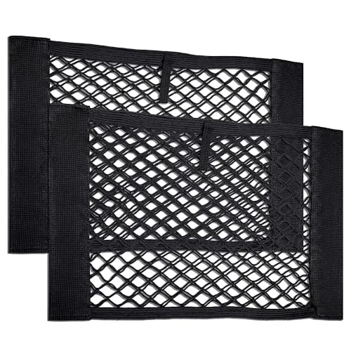 Vicera Kofferraum Netztasche Auto mit Klett • Kofferraumnetz zum Aufbewahren & Verstauen • Kofferraum Netztasche Klett 40x25 cm 2er Set • Aufbewahrungsnetz Auto