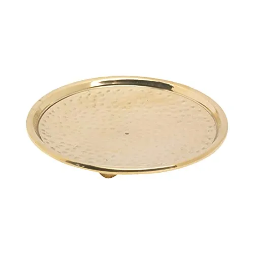 NKlaus Kerzenteller Ø10 cm mit Füßen & Rand in Gold - Kerzenständer aus poliertem Messing, ideal für elegante Dekoration und Schutz vor Wachsflecken. Perfekt für runde Kerzen bis 8 cm Durchmesser.
