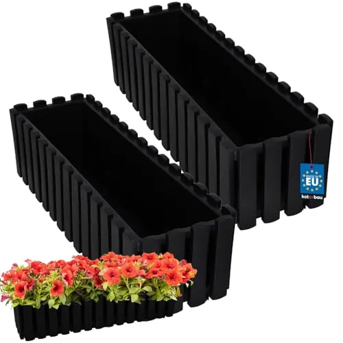 KOTARBAU® 2er Set Blumenkasten Anthrazit