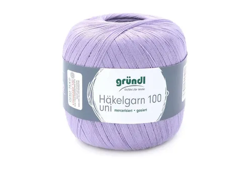 Gründl Häkelgarn 100, Baumwolle dünn zum Häkeln Handarbeiten DIY, 100g Häkelwolle, 566,00 m (Baumwollgarn, Filethäkelgarn), 60° waschbar