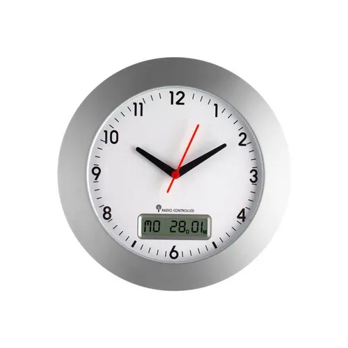TFA® Funkwanduhr 98.1092 - Elegante Wanduhr mit digitaler Datumsanzeige - Wohnaccessoires mit analoger Anzeige und digitaler Datumsanzeige, ideal für stilvolle Akzente in jedem Raum.