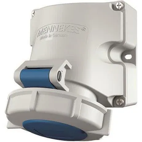 Mennekes CEE-WANDSTECKDOSE TWINCONTACT (AM 9105) - Starkstrom Steckvorrichtungen: Hochbeständige CEE-Wandsteckdose mit schraubenloser Feder-Klemm-Technik, ideal für chemikalienreiche Umgebungen und einfach zu installieren.