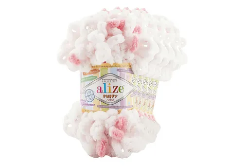 Alize 5 x 100g Strickgarn ALIZE Puffy Color – Stricken ohne Nadeln - ALIZE Puffy Color ist ein super dickes, plüschiges Strickgarn, das einfach mit den Fingern verarbeitet werden kann. Ideal für kuschelige Decken, Jacken und Mützen. Wählen Sie Ihre Lieblingsfarbe und kreieren Sie schnell schöne Projekte!